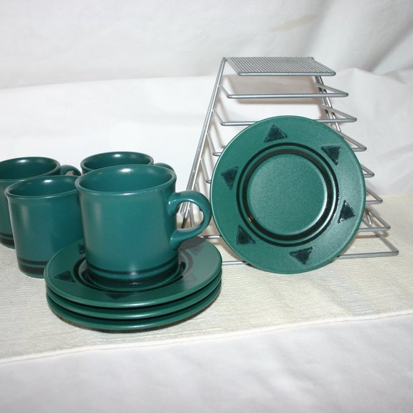 Pfaltzgraff Solstice Dark Green 4 Piece Coffee and Saucer (8 pieces) Set… - Picture 5 of 5
